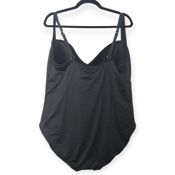 Sonnet Shores Womens Size 24 Black One Piece Swimsuit Slimming Adjustable Strap - Picture 2 of 4